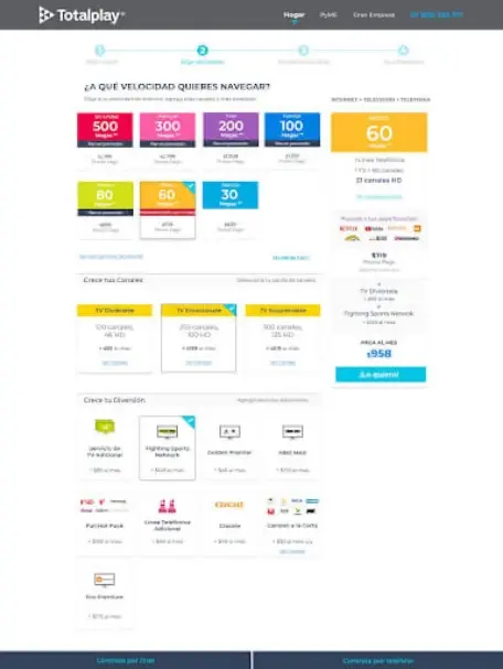 Evolución de landings UX para Totalplay entre 2017 y 2019