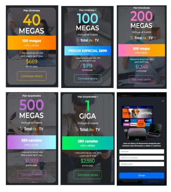 Rediseño mobile first de landing Totalplay con navegación nativa